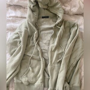 Brandy Melville Light Green Zip Up Hoodie
